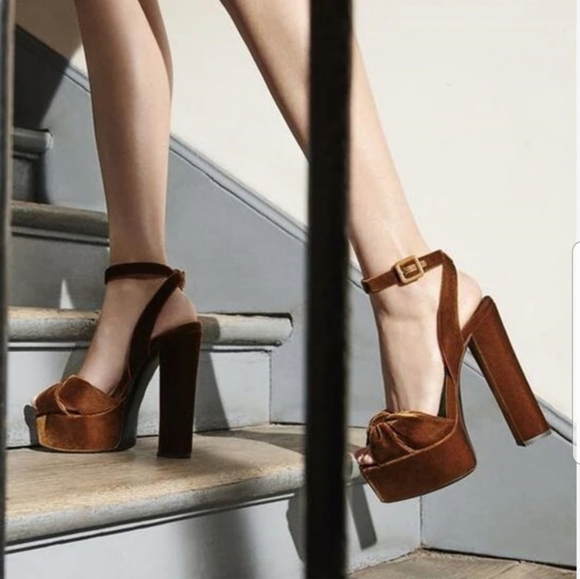 A new day Riah Brown Open Toe Ankle Strap Chunky Platform Heels NWT Sz. 9M - Picture 3 of 7